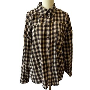 O’MER SHIRT WOMENS US 8 CHECKED PREPPY ITALIAN COTTON BLD CLASSIC CASUAL CHIC